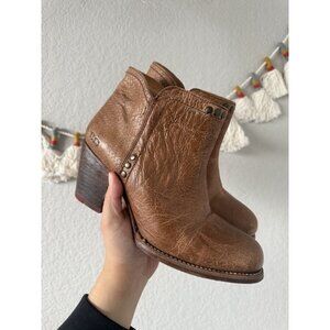 Bed Stu Cobbler Vegetable Tanned Brown Ankle Block Heel Booties Boho Western 9.5